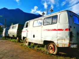 alte russische Krankenwagen in Khulo