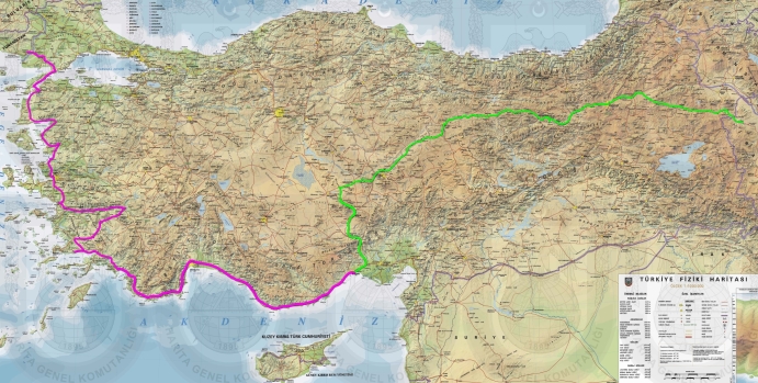 Route Türkische Küste in Pink